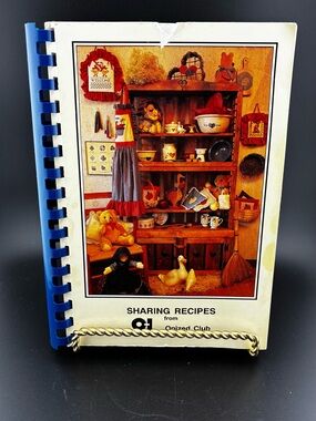 1980s Sharing Recipes Cookbook — White Cover with Blue Spiral